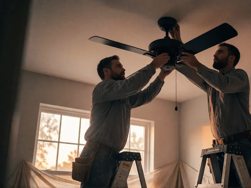 Ceiling fans and fixture hanging in Woodside, New York
