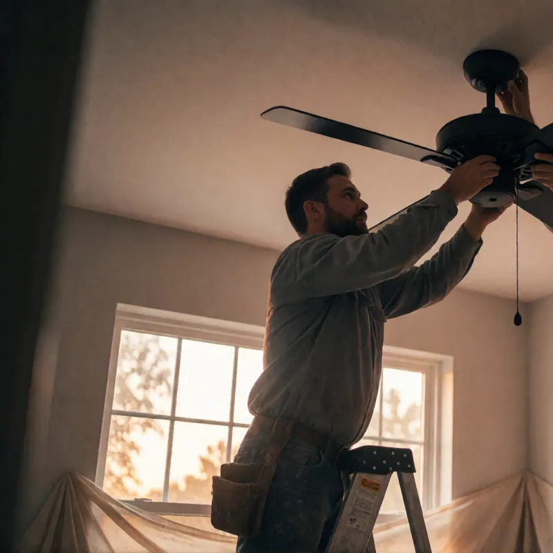 Ceiling fans and fixture hanging in Woodside, New York