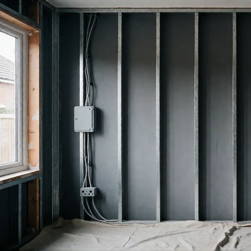 An opened wall during a rewire by Woodside Electric Services in Woodside, New York